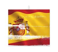 Tapis de comptoir de cuisine avec drapeau de l'Espagne, 45,7 x 40,6 cm, absorbant l'eau et antidérapant, adapté pour la vaisselle et les assiettes de cuisine.