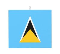 Tapis de comptoir de cuisine Drapeau de Sainte Lucie - 45,7 x 40,6 cm - Absorbant l'eau et antidérapant - Convient pour la vaisselle et les assiettes de cuisine.