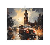 Tapis de comptoir de cuisine London Color Taxi, 45,7 x 40,6 cm, absorbant l'eau et antidérapant, adapté pour la vaisselle et les assiettes de cuisine.