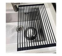 Tapis de comptoir de cuisine pliable, antidérapant, résistant à la chaleur, multifonction, 43/52 cm, extensible, noir, parfait pour la cuisine, 43 x 33 cm