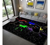 Tapis de Contrôleur de Jeu Tapis de Sol Antidérapant Tapis de Porte Salon Chambre Jeu pour Enfants Tapis Rampant Adolescents Garçons Graffiti Game Console Grand Rugs (Noir,140x200 cm)