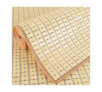 Tapis de couchage d'été en bambou, lisse, pliable, refroidissement rapide, pour mahjong et utilisation domestique, motif double nervures, idéal pour salon et chambre à coucher (jaune, 80 x 180 cm)