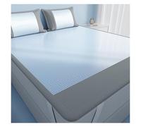 Tapis De Couchage D'été Rafraîchissant Soie Glacée avec Taie d'oreiller, Bande Élastique Antidérapante Et Design Respirant en Nid d'abeille Ventilé for Chambre À Coucher Dortoir(Blue,150x200cm)