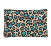 Tapis de couchage lavable pour chien de petite, moyenne et grande taille, 91,4 x 61 cm, motif peau de guépard, bleu sarcelle, fond antidérapant