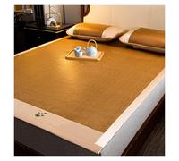 Tapis de couchage rafraîchissant d'été en rotin et bambou avec taies d'oreiller pour dortoir et chambre à coucher, jaune, 200 x 220 cm, parfait pour temps chaud