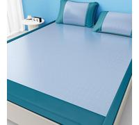 Tapis de couchage rafraîchissant en bambou - Tapis de climatisation pour la maison, l'école et le dortoir - Tissu à refroidissement rapide - Motif grille en rotin - 200 x 220 cm