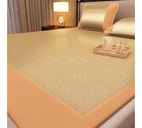 Tapis de couchage rafraîchissant, portable en rotin tissé pour l'été, la maison, l'école et le dortoir, léger, 90 x 200 cm, parfait par temps chaud, respirant et facile à ranger, orange
