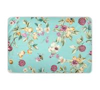 Tapis de couche réutilisable et antidérapant pour enfants et adultes - Motif fruits et fleurs turquoise - 132,1 x 86,4 cm (L x l)