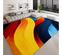 Tapis de Couleur Imprimé, Lignes Géométriques Abstraites Tapis Poil Court Moquette Doux Antidérapant - Léger Résistant 160 x 230 cm pour Salon Chambre à Coucher Salle à Manger Décoration