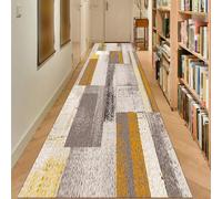 Tapis de couloir 1,5 m, 2 m, 2,5 m, 3 m, 3,5 m, 4 m, 5 m, 6 m, tapis extra long, dos en caoutchouc antidérapant, tapis étroit pour couloir, escaliers, cuisine, entrée, beige/jaune ( Size : 60×200cm )