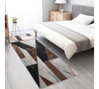 Tapis de Couloir 50 x 150 cm, Poil Ras Tapis de Passage Couloir Antidérapant et Lavable Élégant Marbre Géométrique Triangle Motif Tapis de Sol Long, Brun Porte Cuisine Buanderie Chambre Tapis