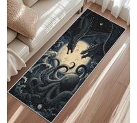 Tapis de Couloir 50x100 cm Dragon-Pieuvre, Tapis de Passage Créatures Mythiques Rétro Antidérapant Lavable en Machine, Carpet Long pour Cuisine, Chambre, Entrée, Salon, Buanderie, Intérieure e1&171