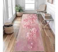 Tapis de Couloir 50x100 Fleurs de Cerisier Tapis Couloir Fleurs Rose Passage Lavable en Machine Antidérapant Long Carpet Entrée Cuisine Chambre Salon Doux Poil Ras Rug x2s5a152q