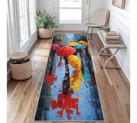 Tapis de Couloir 50x100 Peinture à l'huile Tapis Couloir Ville Paysage Urbain Passage Lavable en Machine Antidérapant Long Carpet Entrée Cuisine Chambre Salon Doux Poil Ras Rug aRa01
