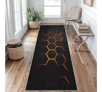 Tapis de Couloir 50x80 cm Géométrique Hexagonal, Nid d'abeille, Antidérapant et Lavable, Tapis Long pour Cuisine Couloir Salon