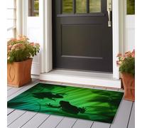 Tapis de Couloir 60 x 180 cm, Poil Ras Tapis de Passage Couloir Antidérapant et Lavable Résumé Animal Grenouille Motif Tapis de Sol Long, Vert Porte Cuisine Buanderie Chambre Tapis