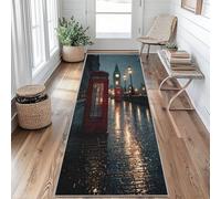 Tapis de Couloir 60x120 Londres Tapis Couloir Big Ben Passage Lavable en Machine Antidérapant Long Carpet Entrée Cuisine Chambre Salon Doux Poil Ras Rug S4SDz36q