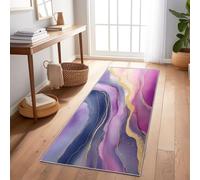 Tapis De Couloir 60X240 Cm - Abstrait Feuille d'or Fluide Violet - Tapis Long Lavable Antidérapant pour Entrée, Couloir, Cuisine Et Salon - Doux, Tapis Intérieur Maison