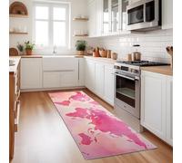 Tapis De Couloir 60X240 Cm - Lavable Et Antidérapant, Tapis Long Et Étroit pour Couloir, Entrée, Cuisine Ou Salon - Géographie Cartes Ciel Nocturne Rose Doux, Facile À Entretenir