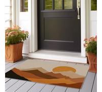 Tapis de Couloir 65 x 240 cm, Poil Ras Tapis de Passage Couloir Antidérapant et Lavable Minimalisme Montagnes Et Terres Motif Tapis de Sol Long, Terre Colorée Porte Cuisine Buanderie Chambre Tapis