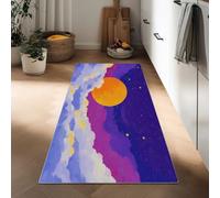 Tapis de Couloir 75 x 200 cm Ciel Nocturne Étoilé Lune Long Antidérapant Poils Bas Tapis, pour Cuisine entrée Chambre à Coucher buanderie Salon Bureau D'intérieur Peinture À L’Huile Moquette Étroit