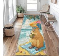 Tapis de Couloir 80 x 150 cm Capybara Tapis Couloir Drôle Animal Passage Lavable en Machine Antidérapant Long Carpet Entrée Cuisine Chambre Salon Doux Poil Ras Rug JP&E18