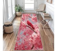 Tapis de Couloir 80 x 150 cm Fleurs Oiseaux Tapis Couloir Fleurs de Cerisier Passage Lavable en Machine Antidérapant Long Carpet Entrée Cuisine Chambre Salon Doux Poil Ras Rug rJ&N251