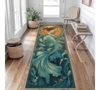 Tapis de Couloir 80 x 150 cm Sirène Tapis Couloir Art Nouveau Passage Lavable en Machine Antidérapant Long Carpet Entrée Cuisine Chambre Salon Doux Poil Ras Rug B&304