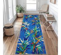 Tapis de Couloir 80 x 200 cm Feuille de Bambou Tapis Couloir Bambou Plante Passage Lavable en Machine Antidérapant Long Carpet Entrée Cuisine Chambre Salon Doux Poil Ras Rug DH&u20