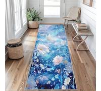 Tapis de Couloir 80 x 200 cm Marguerite Tapis Couloir Papillon Passage Lavable en Machine Antidérapant Long Carpet Entrée Cuisine Chambre Salon Doux Poil Ras Rug SR&l370