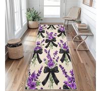 Tapis de Couloir 80 x 200 cm Nœud Papillon Tapis Couloir Fleurs Violette Passage Lavable en Machine Antidérapant Long Carpet Entrée Cuisine Chambre Salon Doux Poil Ras Rug PY&q342
