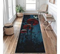 Tapis de Couloir 80 x 250 cm Champignons Fantastiques Tapis Couloir Forêt Lune Passage Lavable en Machine Antidérapant Long Carpet Entrée Cuisine Chambre Salon Doux Poil Ras Rug