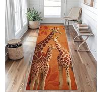 Tapis de Couloir 80 x 250 cm Girafes Tapis Couloir Faune Sauvage Passage Lavable en Machine Antidérapant Long Carpet Entrée Cuisine Chambre Salon Doux Poil Ras Rug u&D211