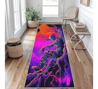 Tapis de Couloir 80 x 250 cm Gothique Squelette Tapis Couloir Motif tête de Mort Passage Lavable en Machine Antidérapant Long Carpet Entrée Cuisine Chambre Salon Doux Poil Ras Rug WP&m85