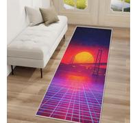Tapis de Couloir 80 x 250 cm Vaporwave Cyberpunk Tapis Couloir Pont San Francisco Passage Lavable en Machine Antidérapant Long Carpet Entrée Cuisine Chambre Salon Doux Poil Ras Rug iU&M205
