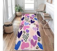 Tapis de Couloir 80 x 300 cm Amour Coeur Tapis Couloir Imprimé Léopard Passage Lavable en Machine Antidérapant Long Carpet Entrée Cuisine Chambre Salon Doux Poil Ras Rug L&p138