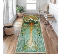 Tapis de Couloir 80 x 300 cm Arbre de Vie Tapis Couloir Art Nouveau Passage Lavable en Machine Antidérapant Long Carpet Entrée Cuisine Chambre Salon Doux Poil Ras Rug i&S102