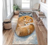 Tapis de Couloir 80 x 300 cm Renard Tapis Couloir Animal Sauvage Passage Lavable en Machine Antidérapant Long Carpet Entrée Cuisine Chambre Salon Doux Poil Ras Rug nJ&G210