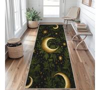 Tapis de Couloir 80x150 Lune Étoile Tapis Couloir Botanique Gothique Sorcière Passage Lavable en Machine Antidérapant Long Carpet Entrée Cuisine Chambre Salon Doux Poil Ras Rug Si240q