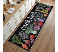 Tapis de Couloir 80x200 cm Légumes Tapis Cuisine Devant Evier Antidérapant Lavable Natural Food Long Carpet Noir Graffiti Descente de Lit Cuisine Doux Poil Ras Rug