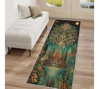 Tapis de Couloir 80x300cm Arbre de Vie Tapis Couloir Forêt Fantastique Boho Passage Lavable en Machine Antidérapant Long Carpet Entrée Cuisine Chambre Salon Doux Poil Ras Rug WFJ228