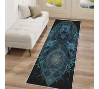 Tapis de Couloir 80x300cm Viking Loup Tapis Couloir Gothique Mandala Passage Lavable en Machine Antidérapant Long Carpet Entrée Cuisine Chambre Salon Doux Poil Ras Rug DWT36