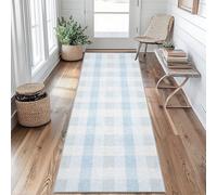 Tapis de Couloir à Carreaux Bleu Tapis de Passage Échiquier 50 x 100 cm Antidérapant et Lavable Interieur Rug pour Entree Couloir Salon Chambre à Coucher Cuisine Vu&z246