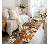 Tapis de couloir à fleurs, bloc de feuilles d'automne bohème orange, bordure antidérapante, tapis rectangulaire pour cuisine, entrée, chevet, porte, couloir, décoration de 6,4 x 2,4 m