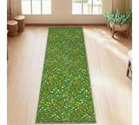 Tapis de couloir à fleurs, herbe naturelle et abeilles, vert printemps, tapis rectangulaire d'intérieur antidérapant qui ne perd pas ses poils pour cuisine, entrée, buanderie, couloir, décoration de