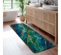 Tapis de couloir à veines dorées, moderne et élégant, tourbillons bleu sarcelle, bleu foncé, sans bleu sarcelle, à poils courts en éponge pour la maison, tapis d'intérieur qui ne perd pas ses poils