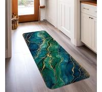 Tapis de couloir à veines dorées, moderne et élégant, tourbillons bleu sarcelle, bleu foncé, sans bleu sarcelle, à poils courts en éponge pour la maison, tapis d'intérieur qui ne perd pas ses poils