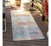 Tapis De Couloir Abstrait Moderne Orange/Bleu 80x220