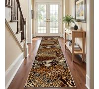 Tapis de Couloir Animaux Sauvages Ferme 60x240 cm, Tapis de Cuisine Léopard Tigre Zébré Western Vintage Long Antidérapant et Lavable, Doux Poil Ras pour Passage, Entrée, Chambre, Salon, Buanderie