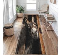 Tapis de Couloir Antidérapant 3D Âne Tapis de Couloir Lavable Animaux Ferme Rustique Carpet 50x150 pour Interieure Entrée Passage Chambre Salon Poil Ras Rug Si104q